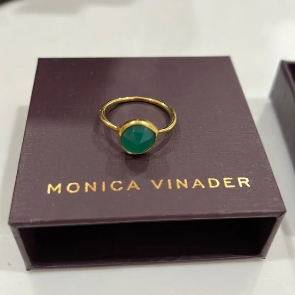 MONICA VINADER Gold Ring with Green Gemstone - Picture 2 of 5